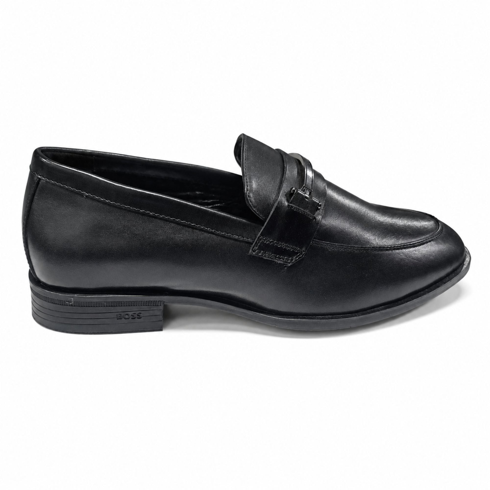 Boss Men’s Premium Penny Loafer Leather Shoes - Black