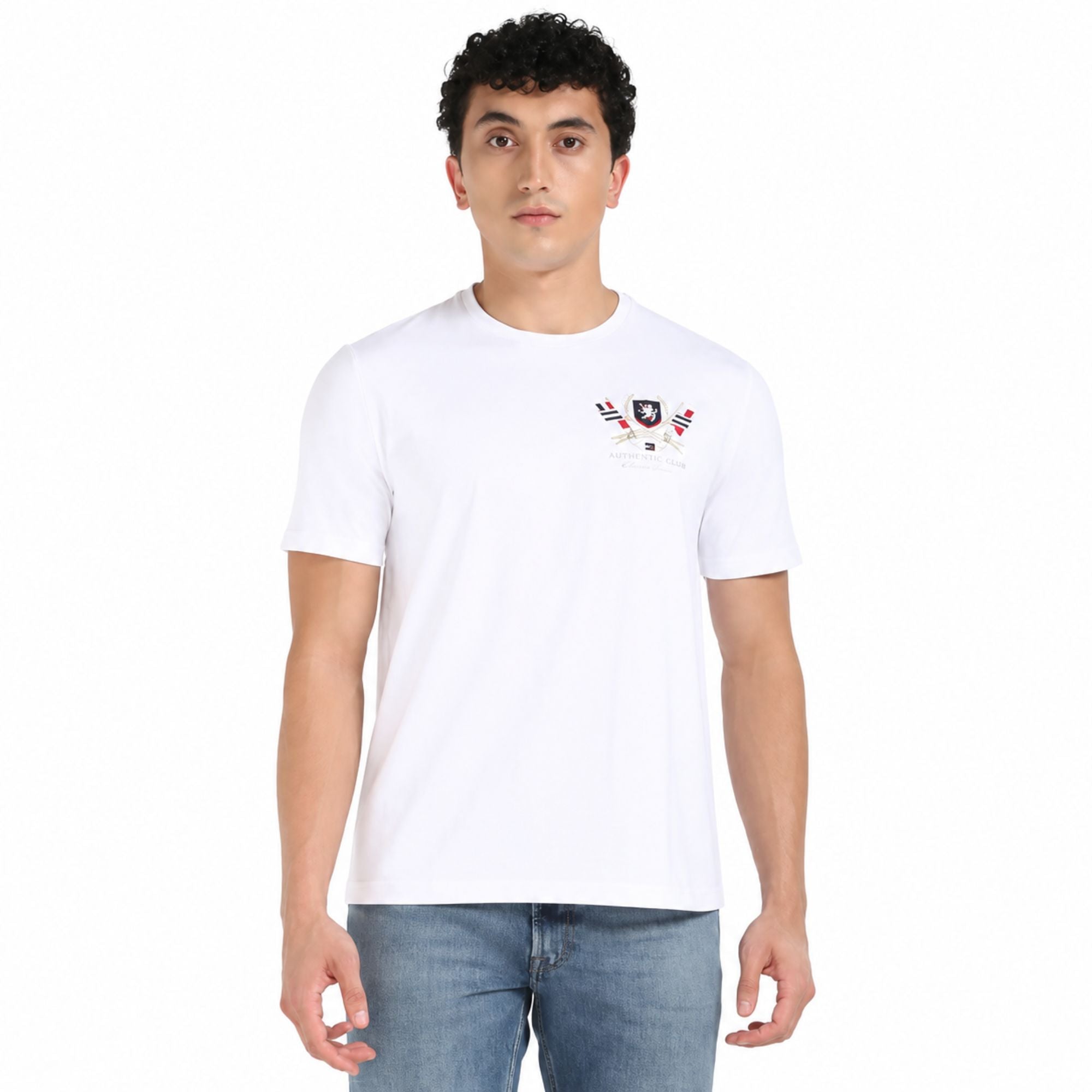 TOMMY HILFIGER Men Printed Crew Neck T-Shirt - White