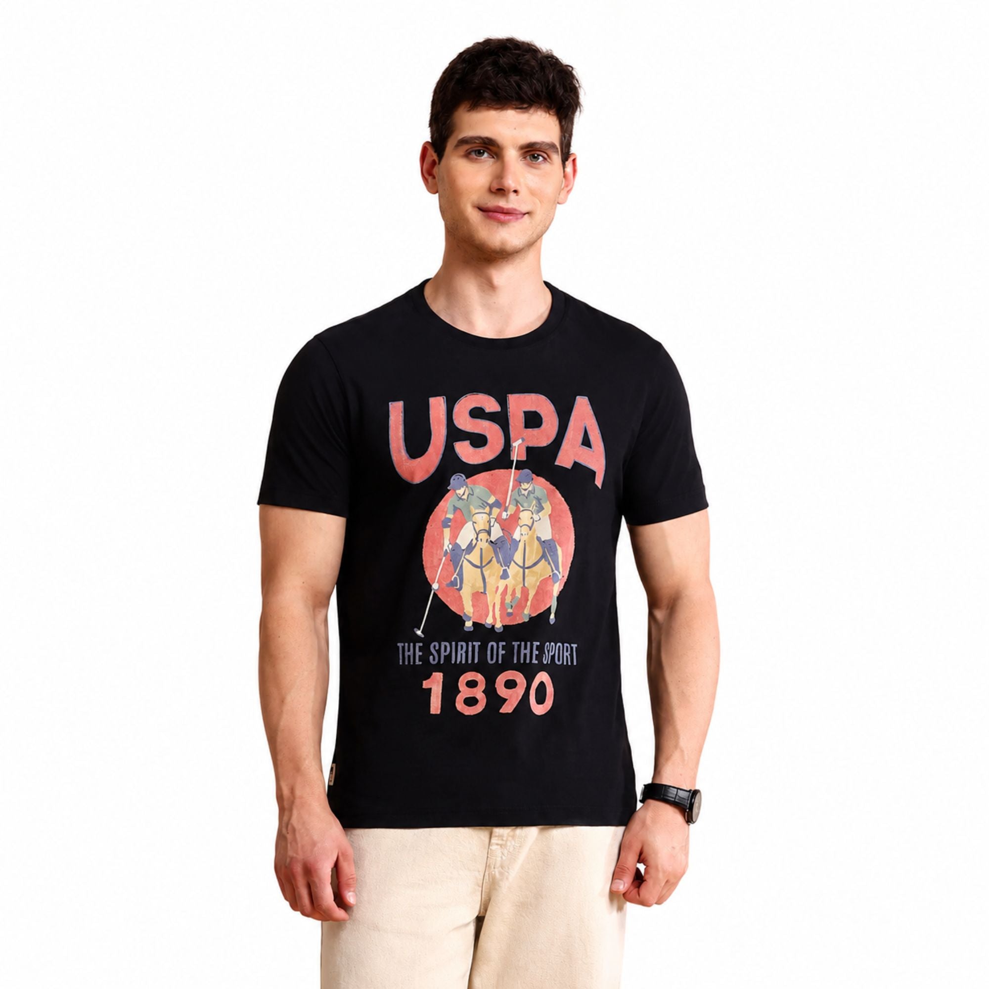 U.S. Polo Assn. Denim Co. Graphic Printed Muscle Fit T-Shirt - Black