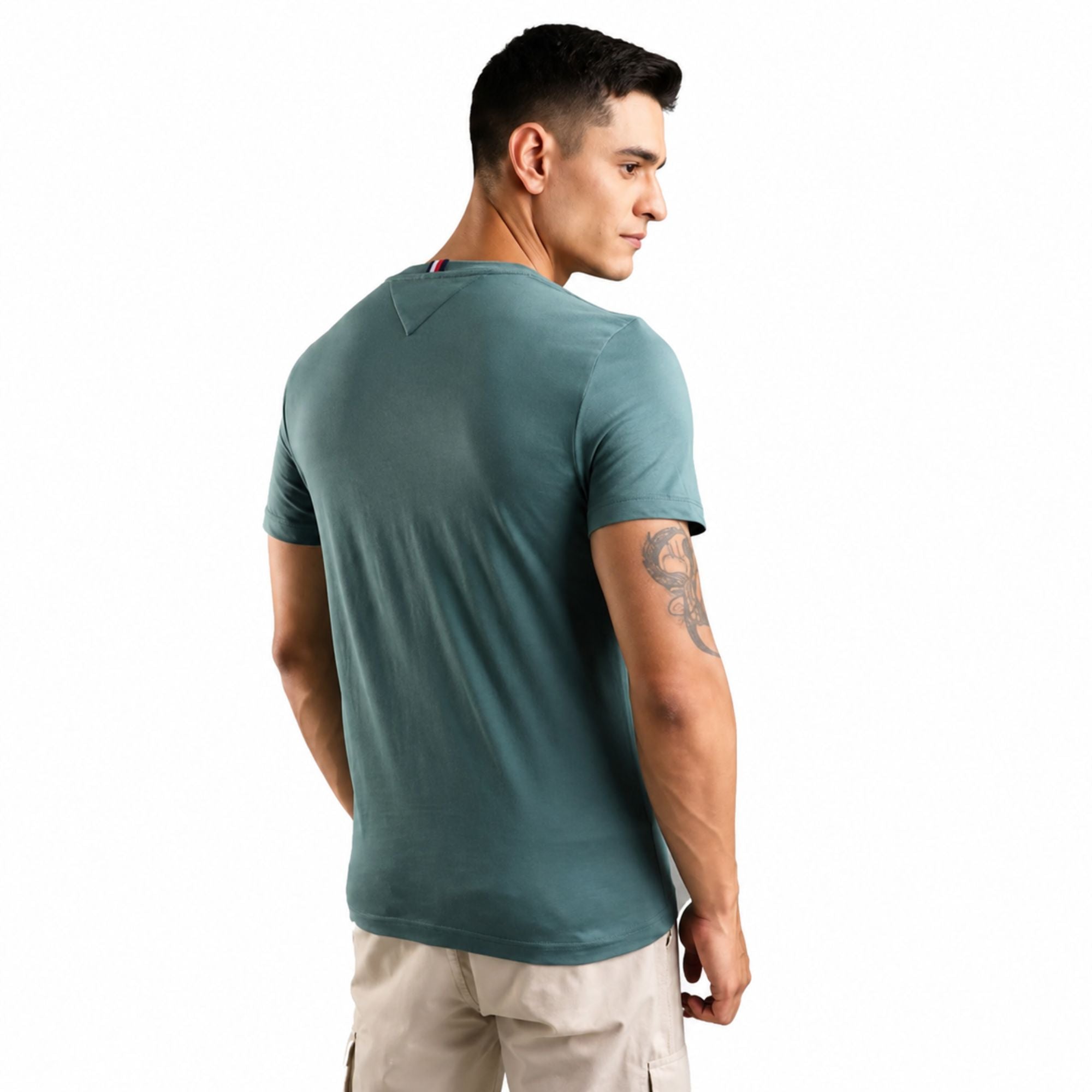 TOMMY HILFIGER Printed Men Crew Neck Cotton T-Shirt - Green