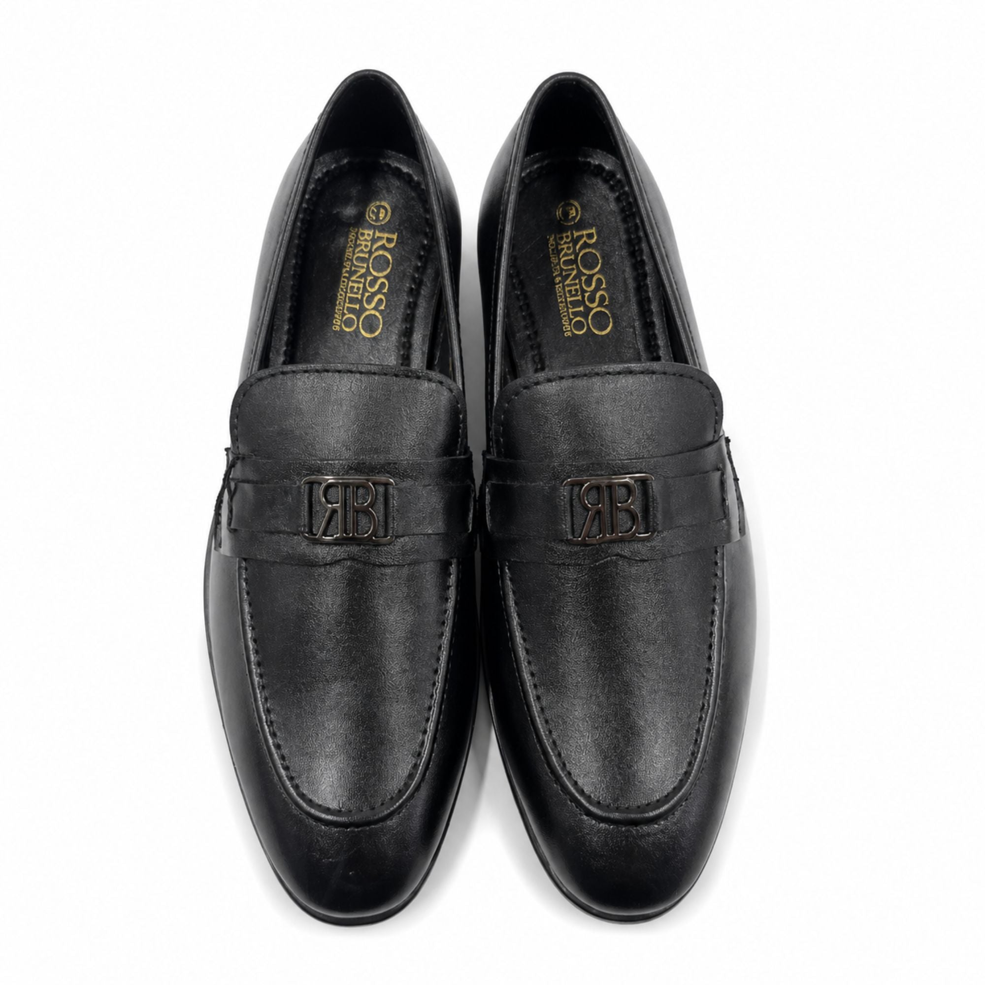 ROSSO BRUNELLO Premium Slip-On Formal Loafers for Men - Black