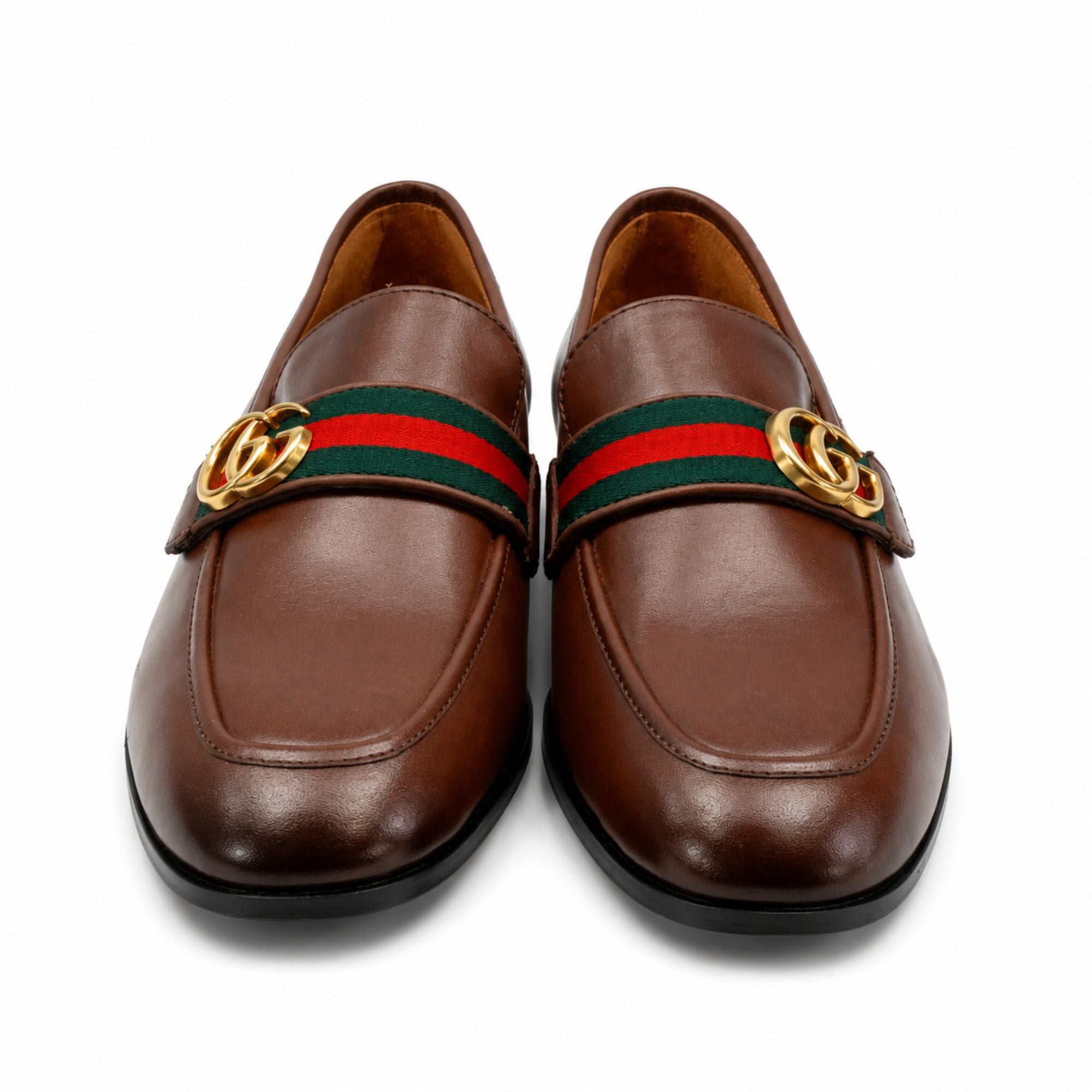 Gucci Donnie Double G Leather Loafers for Men - Brown
