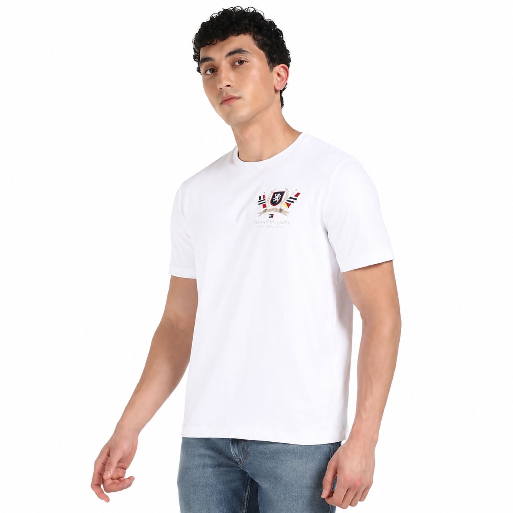 TOMMY HILFIGER Men Printed Crew Neck T-Shirt - White