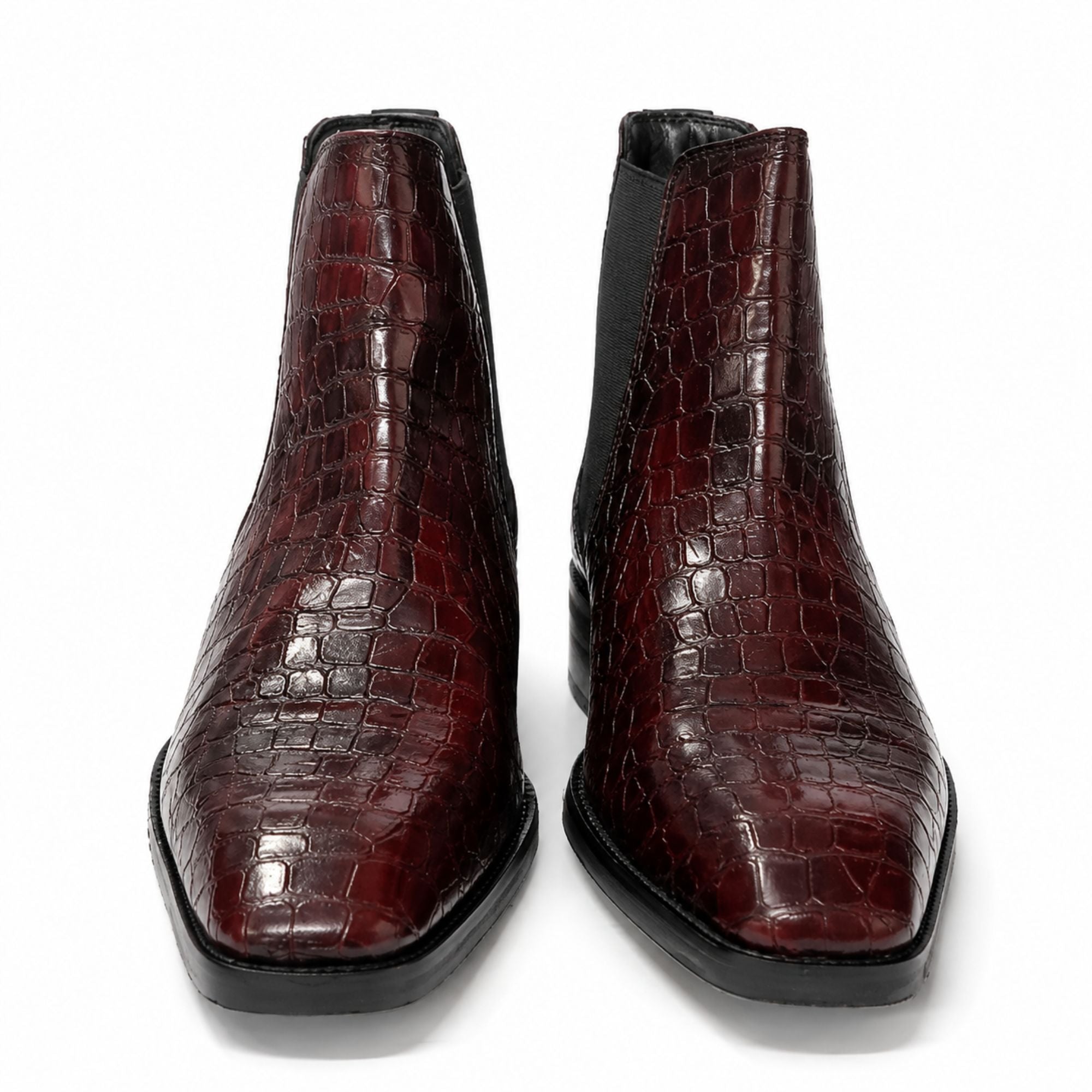 Brooks Brothers Croc Texture Chelsea Boots for Men’s - Burgundy