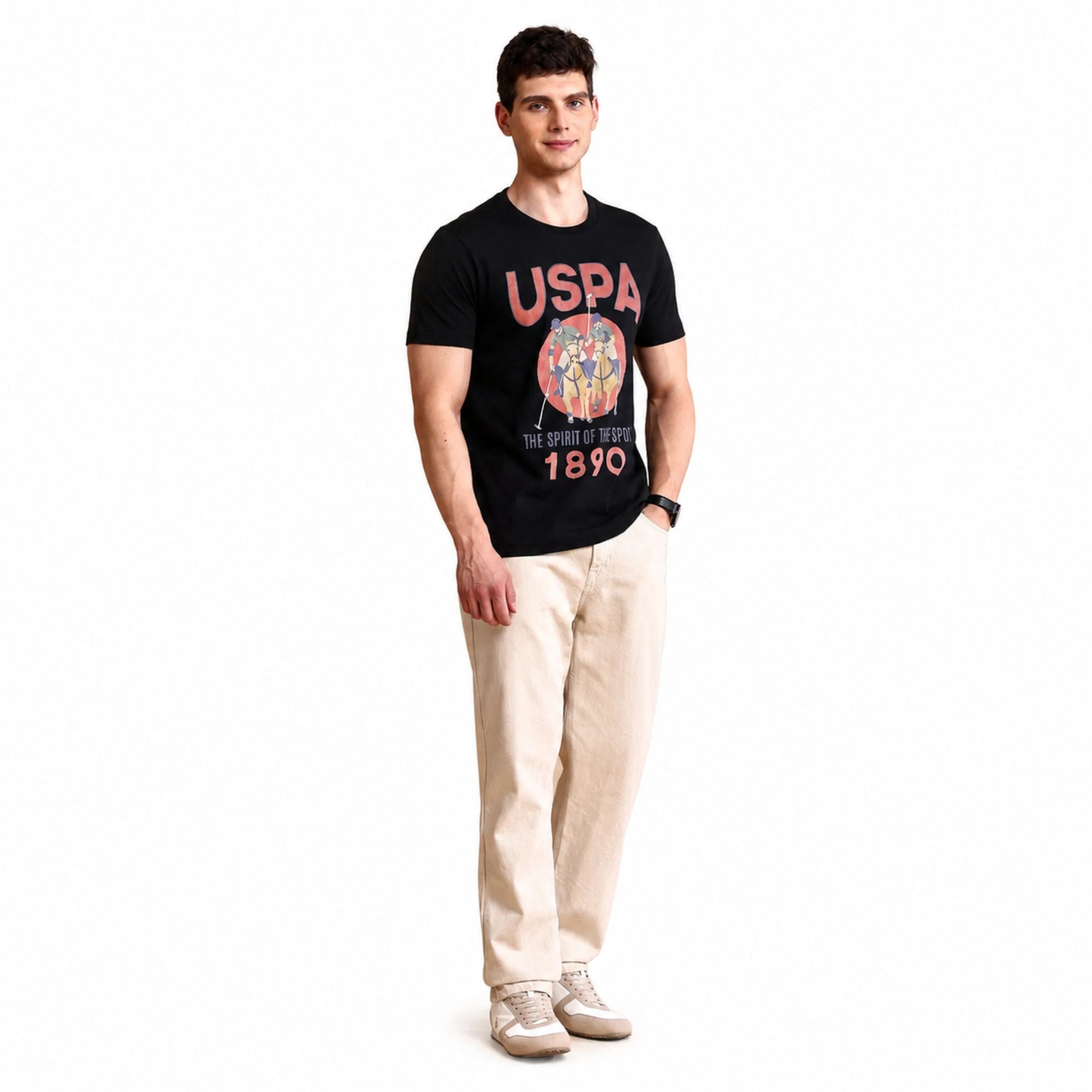 U.S. Polo Assn. Denim Co. Graphic Printed Muscle Fit T-Shirt - Black