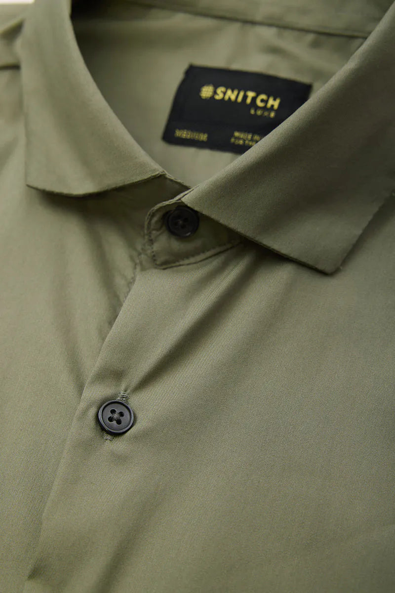 Snitch Men Olive Slim Fit Stretch Luxe Casual Shirt for Men