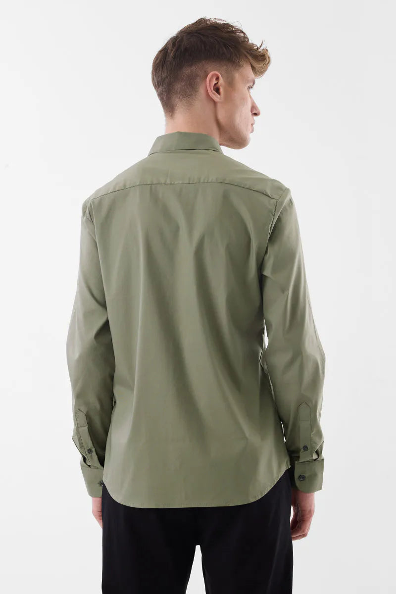 Snitch Men Olive Slim Fit Stretch Luxe Casual Shirt for Men