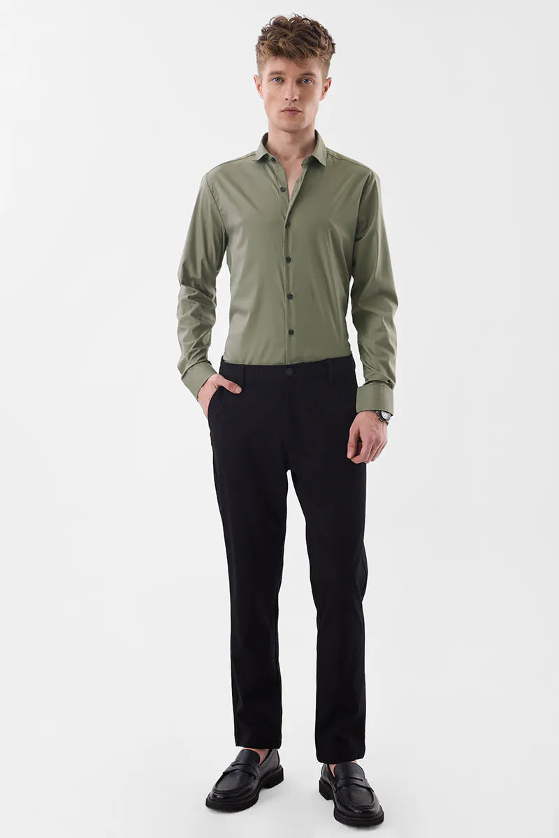 Snitch Men Olive Slim Fit Stretch Luxe Casual Shirt for Men