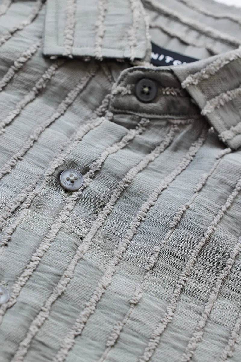 Snitch Slim Fit Stripes Grey Shirt for Men