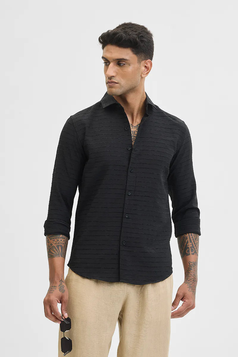 Snitch Men Black Crush Slim Fit Casual Shirt for Stylish Everyday Wear