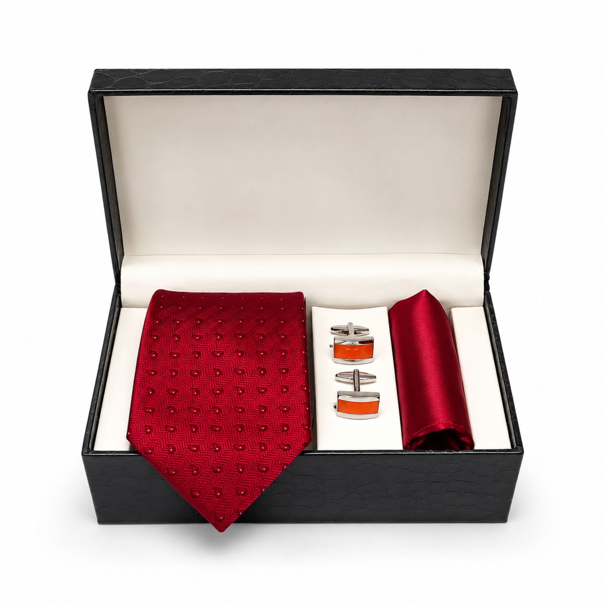 BlackBerry Premium Tie, Pocket Square & Cufflink Combo - Maroon