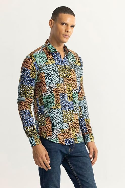 Snitch Multicolor Animal Print Slim Fit Shirt