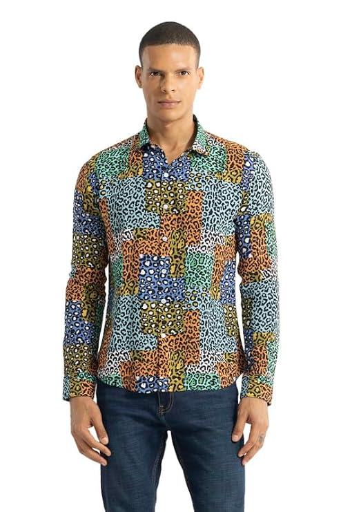 Snitch Multicolor Animal Print Slim Fit Shirt