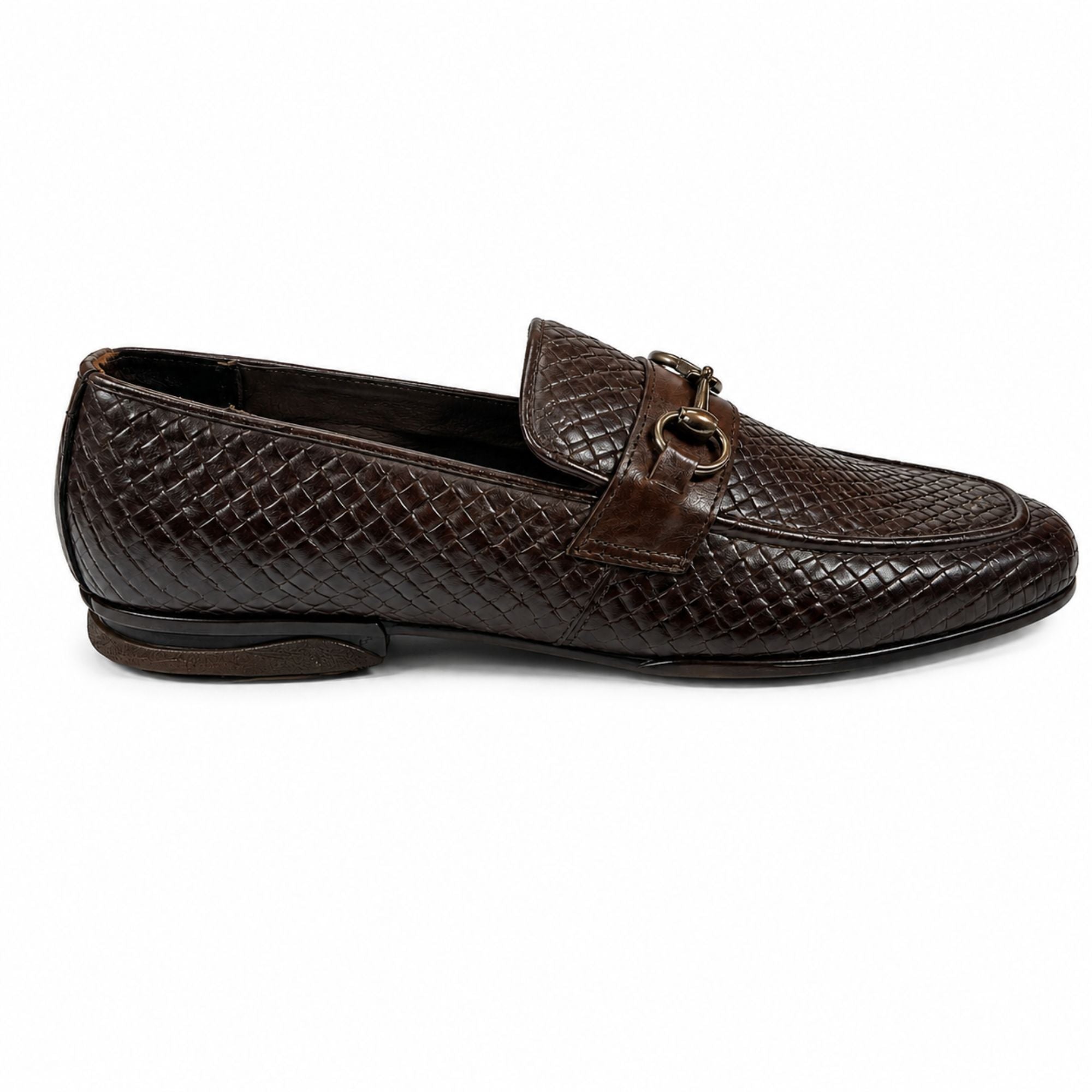 ROSSO BRUNELLO Woven Slip-On Formal Loafers for Men - Brown
