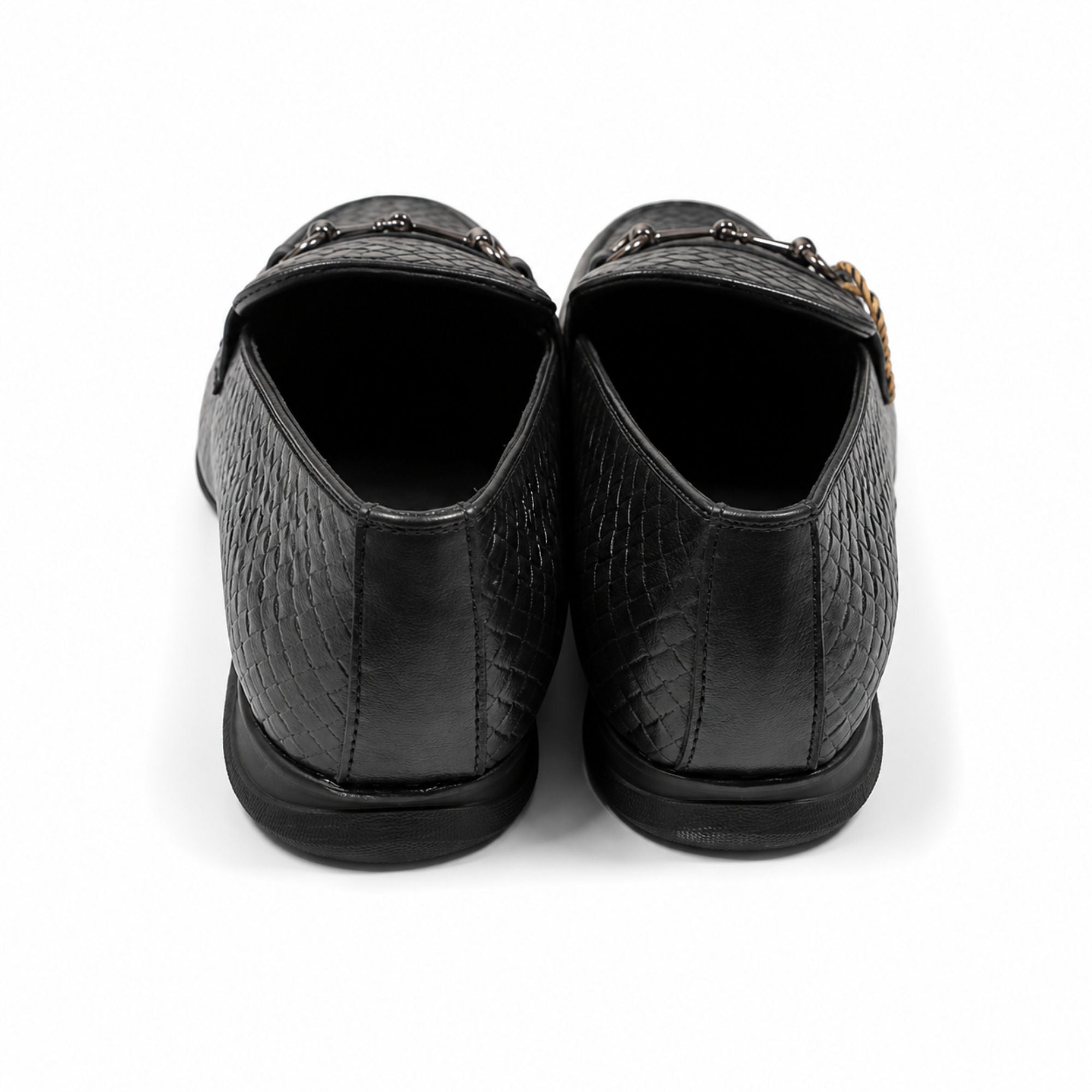 ROSSO BRUNELLO Woven Slip-On Formal Loafers for Men - Black