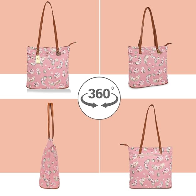 Lavie Flavo Women's Light Pink Floral Tote Bag | Stylish Handbag