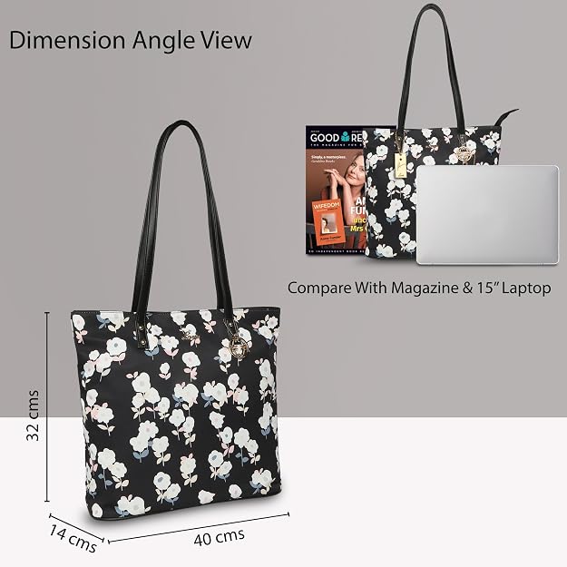 Lavie Flavo Women's Floral Tote Bag Black | Stylish Work Handbag