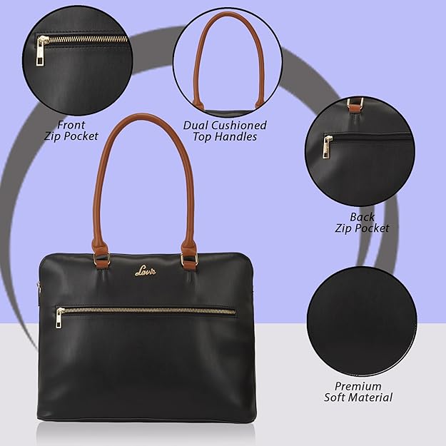 Lavie Hilite Module Women's Black Laptop Satchel Bag