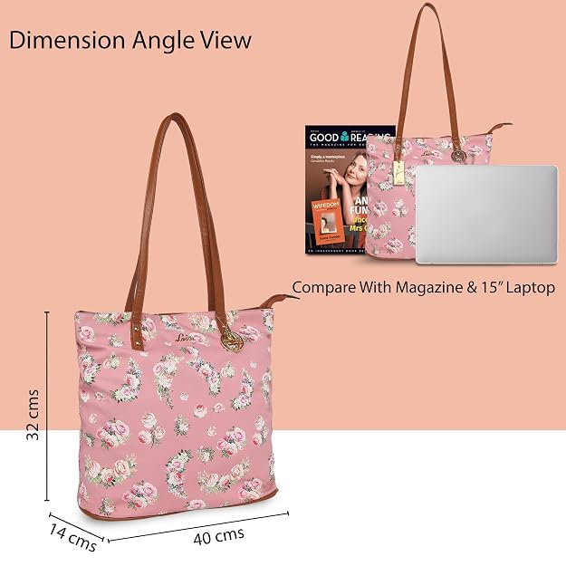 Lavie Flavo Women's Light Pink Floral Tote Bag | Stylish Handbag