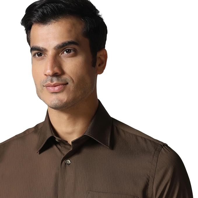 Blackberrys Men's Slim Fit Solid Brown Formal Shirt for Men