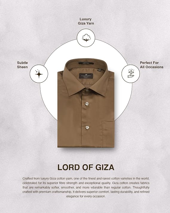 Blackberrys Slim Fit Cotton Twill Brown Formal Shirt for Men