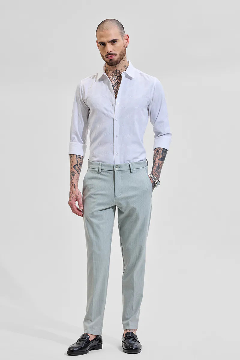 Snitch Men White Self-Design Slim Fit Casual Shirt