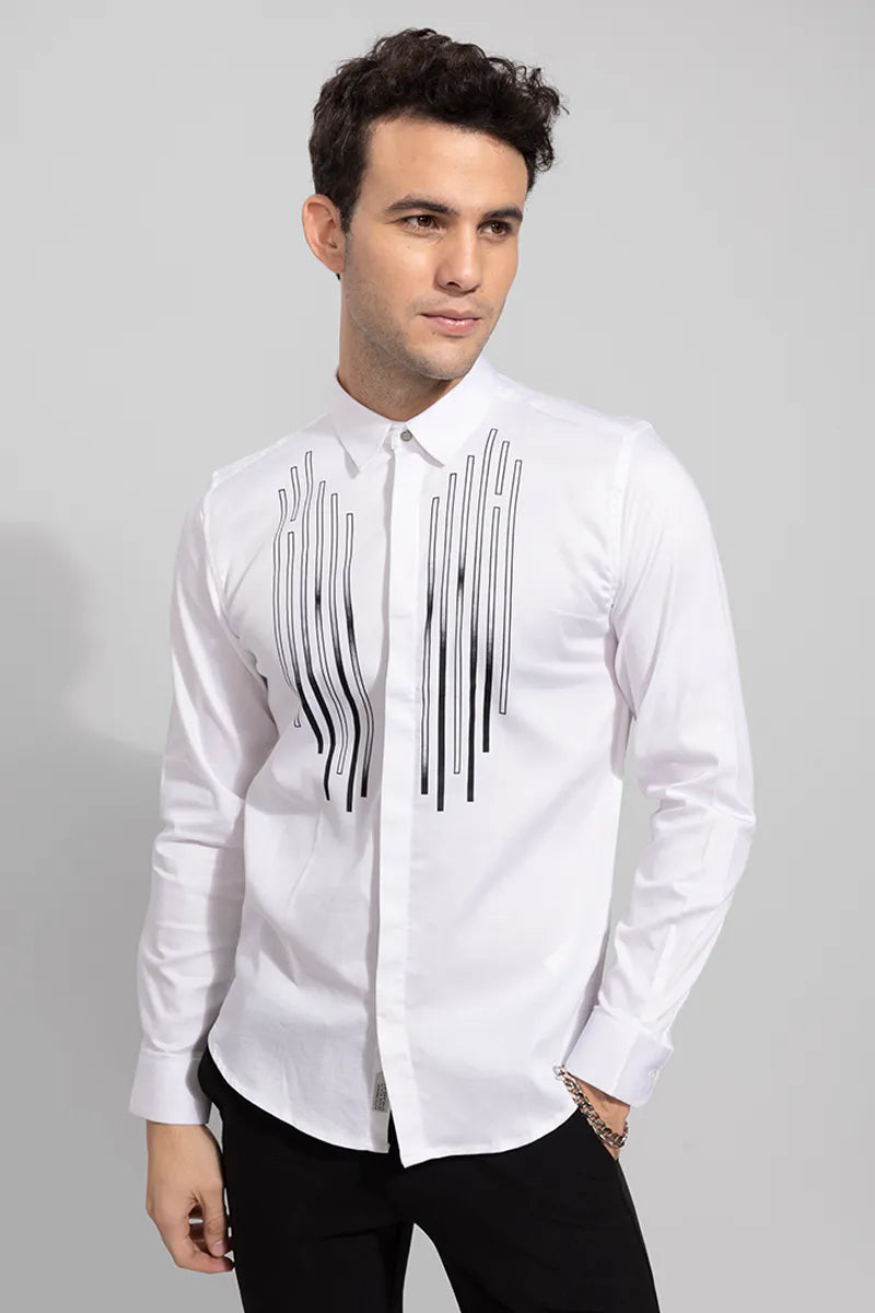 Snitch Box Stripe White Shirt for Men
