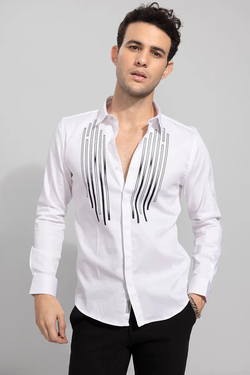 Snitch Box Stripe White Shirt for Men
