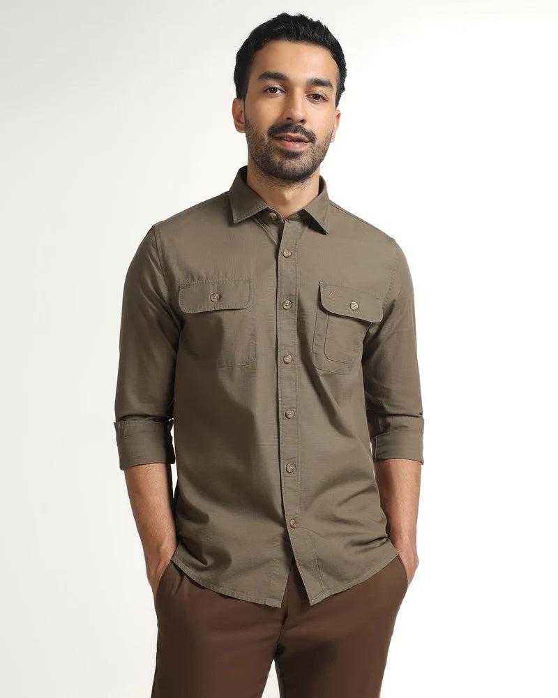 Blackberrys Renob Khaki Solid Casual Shirt for Men – Premium Fit