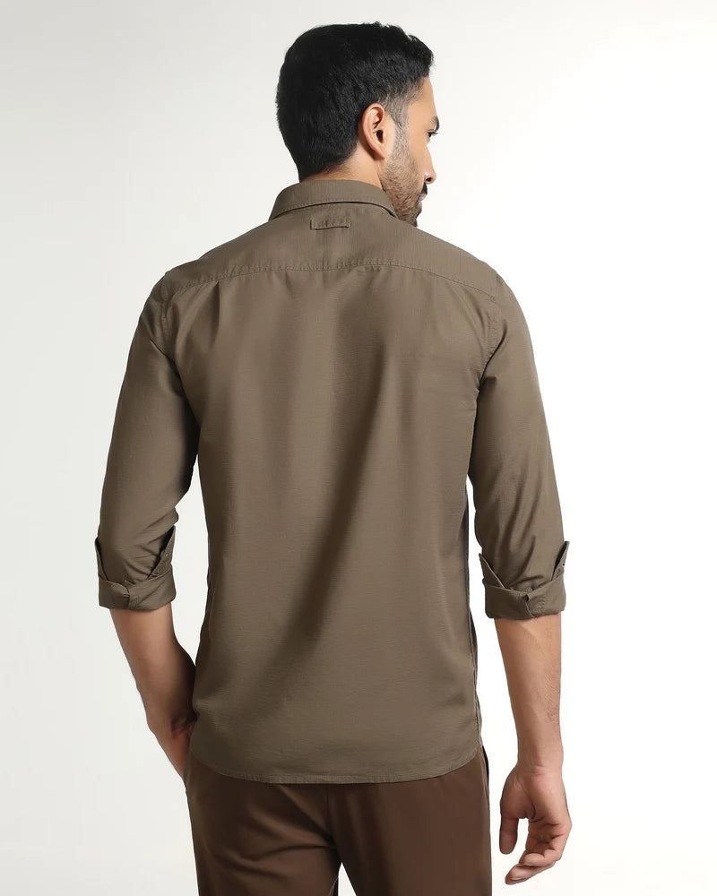 Blackberrys Renob Khaki Solid Casual Shirt for Men – Premium Fit
