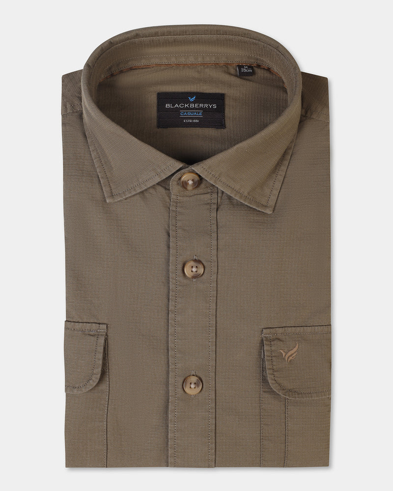 Blackberrys Renob Khaki Solid Casual Shirt for Men – Premium Fit