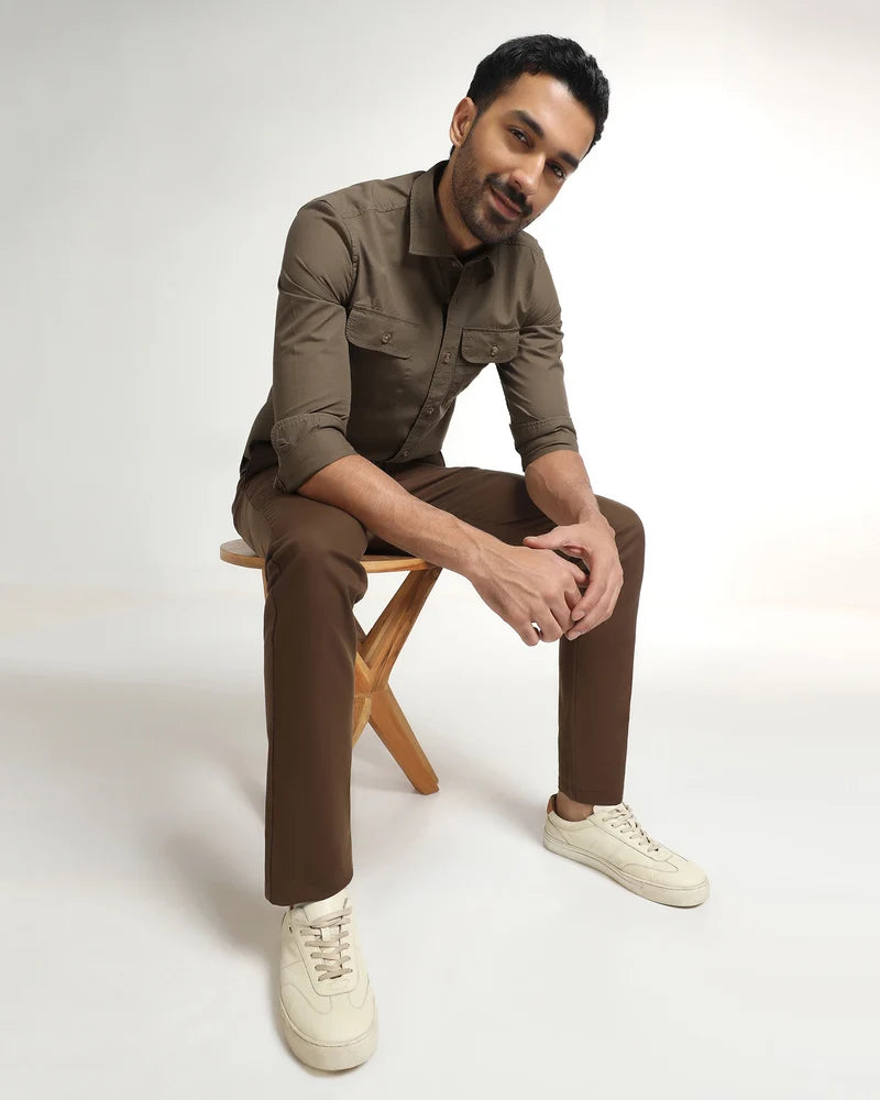 Blackberrys Renob Khaki Solid Casual Shirt for Men – Premium Fit