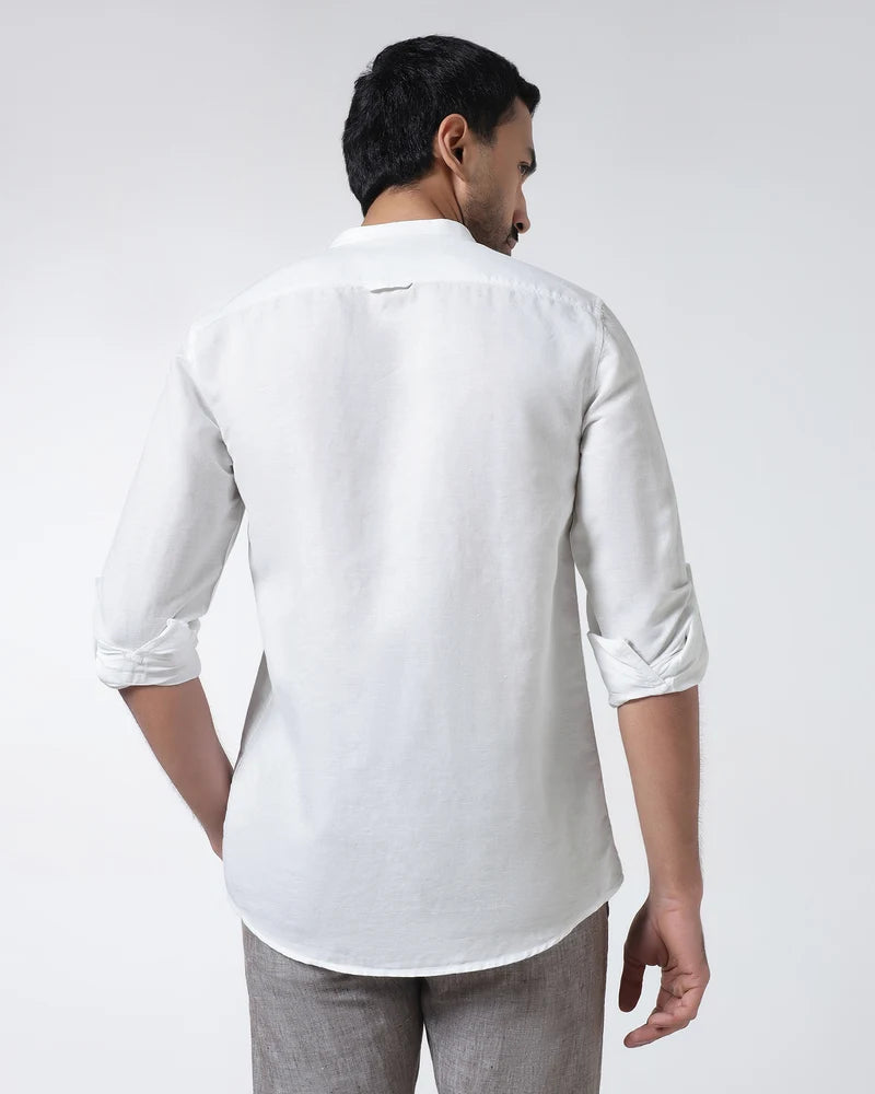 BlackBerry Natural Linen Solid White Shirt for Men – Cleo