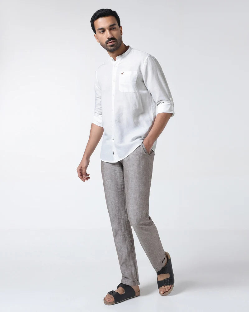 BlackBerry Natural Linen Solid White Shirt for Men – Cleo