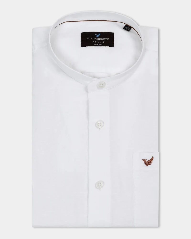 BlackBerry Natural Linen Solid White Shirt for Men – Cleo