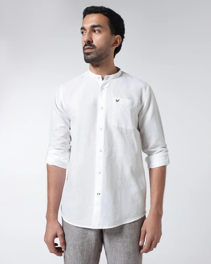 BlackBerry Natural Linen Solid White Shirt for Men – Cleo