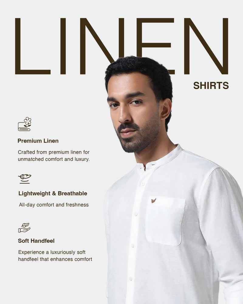 BlackBerry Natural Linen Solid White Shirt for Men – Cleo