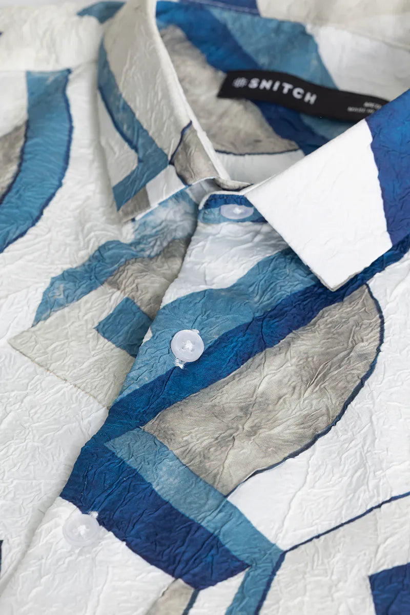 Snitch Blue Textured Abstract Shirt for Men