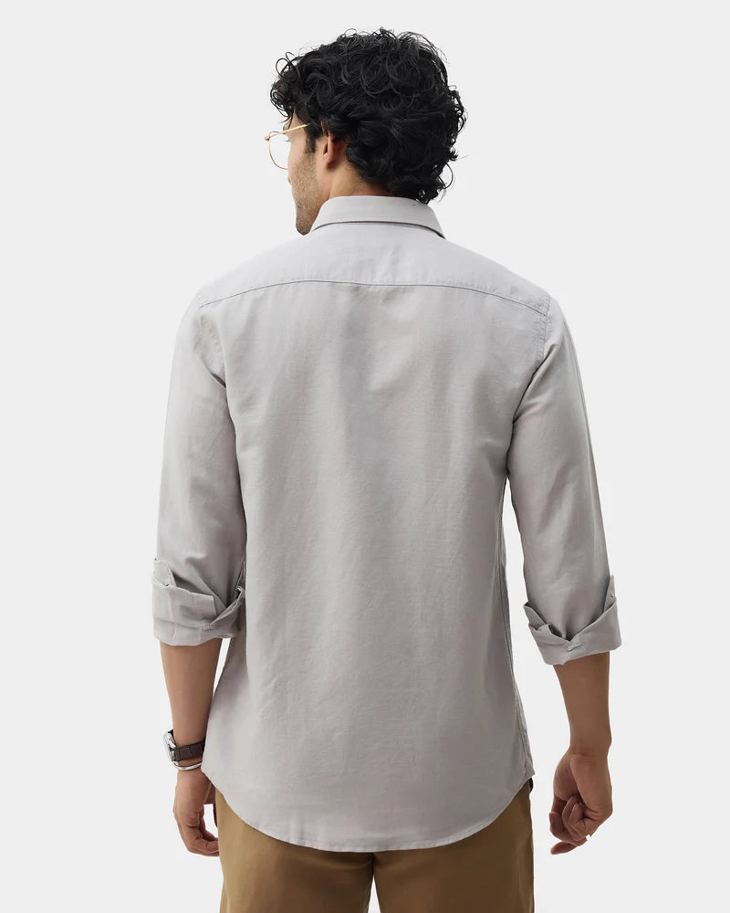 Blackberrys Slim Fit Cotton Twill Grey Formal Shirt for Men