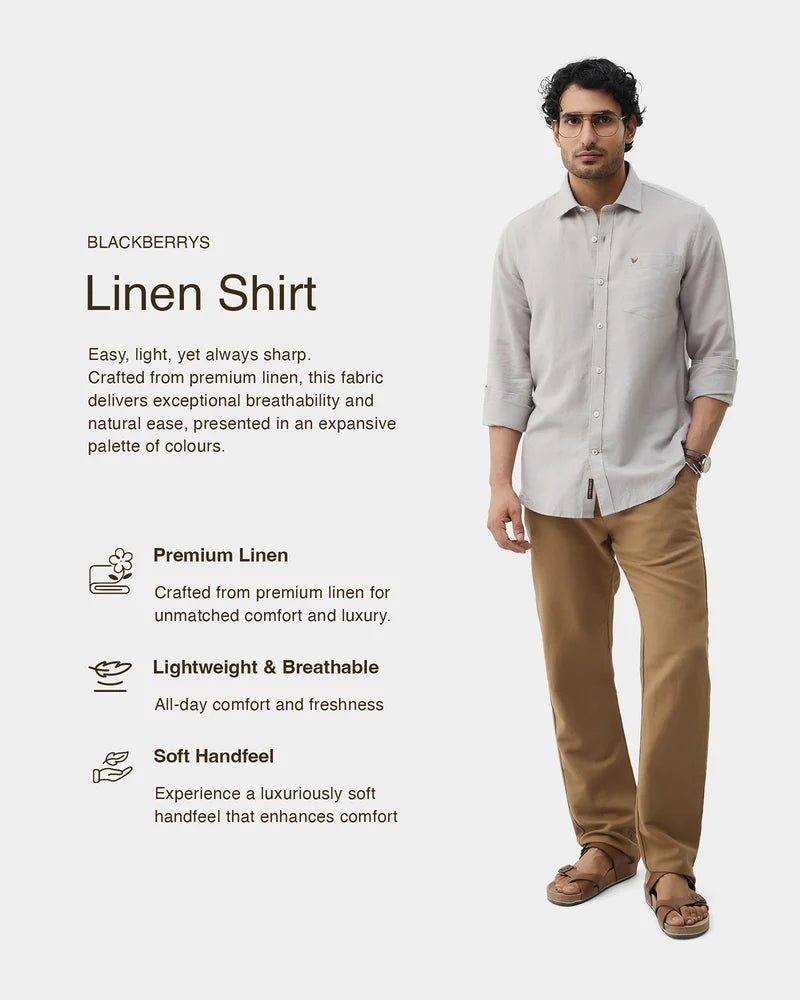 Blackberrys Slim Fit Cotton Twill Grey Formal Shirt for Men