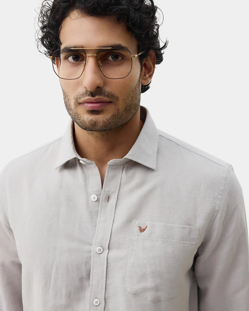 Blackberrys Slim Fit Cotton Twill Grey Formal Shirt for Men