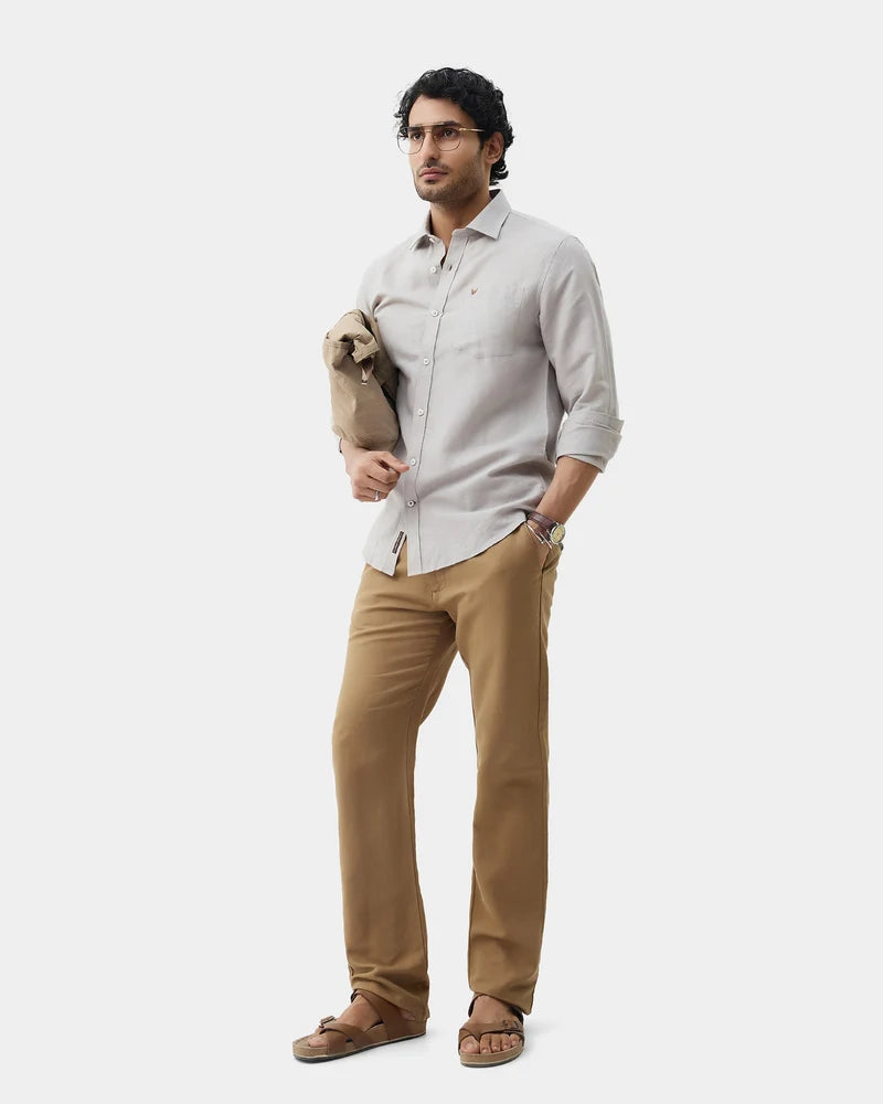 Blackberrys Slim Fit Cotton Twill Grey Formal Shirt for Men