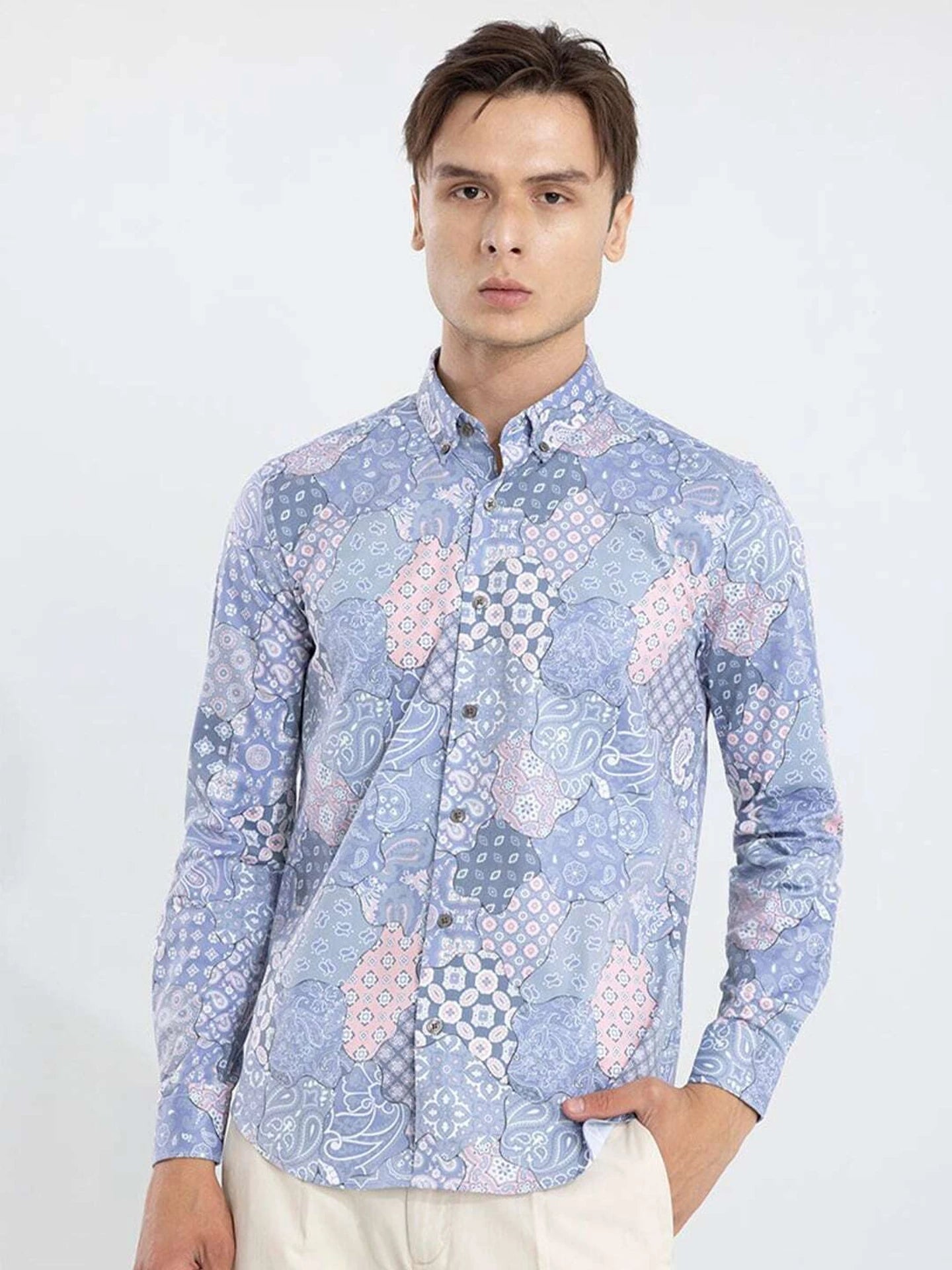 Snitch Slim Fit Printed Button Down Shirt for Men
