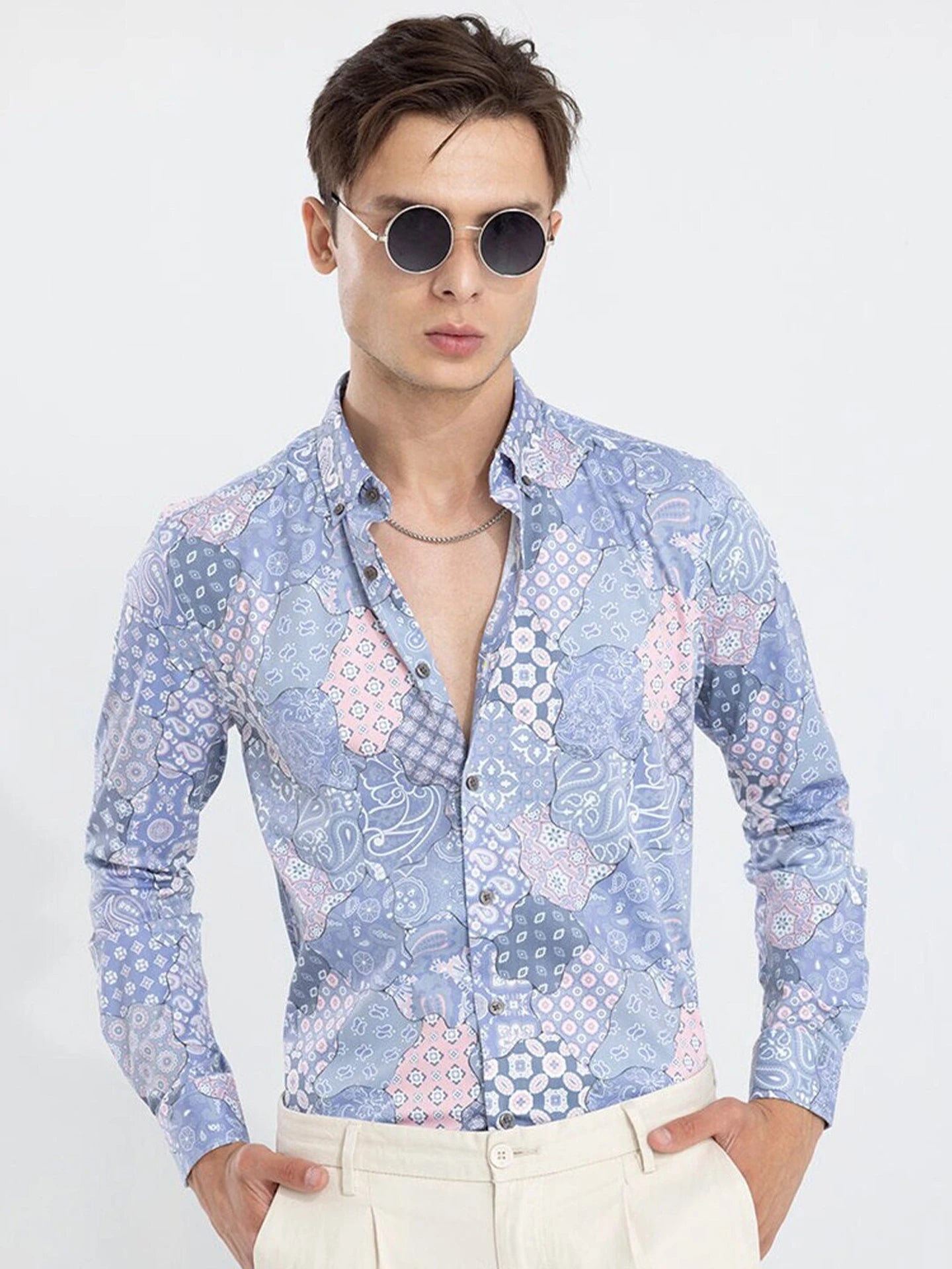 Snitch Slim Fit Printed Button Down Shirt for Men