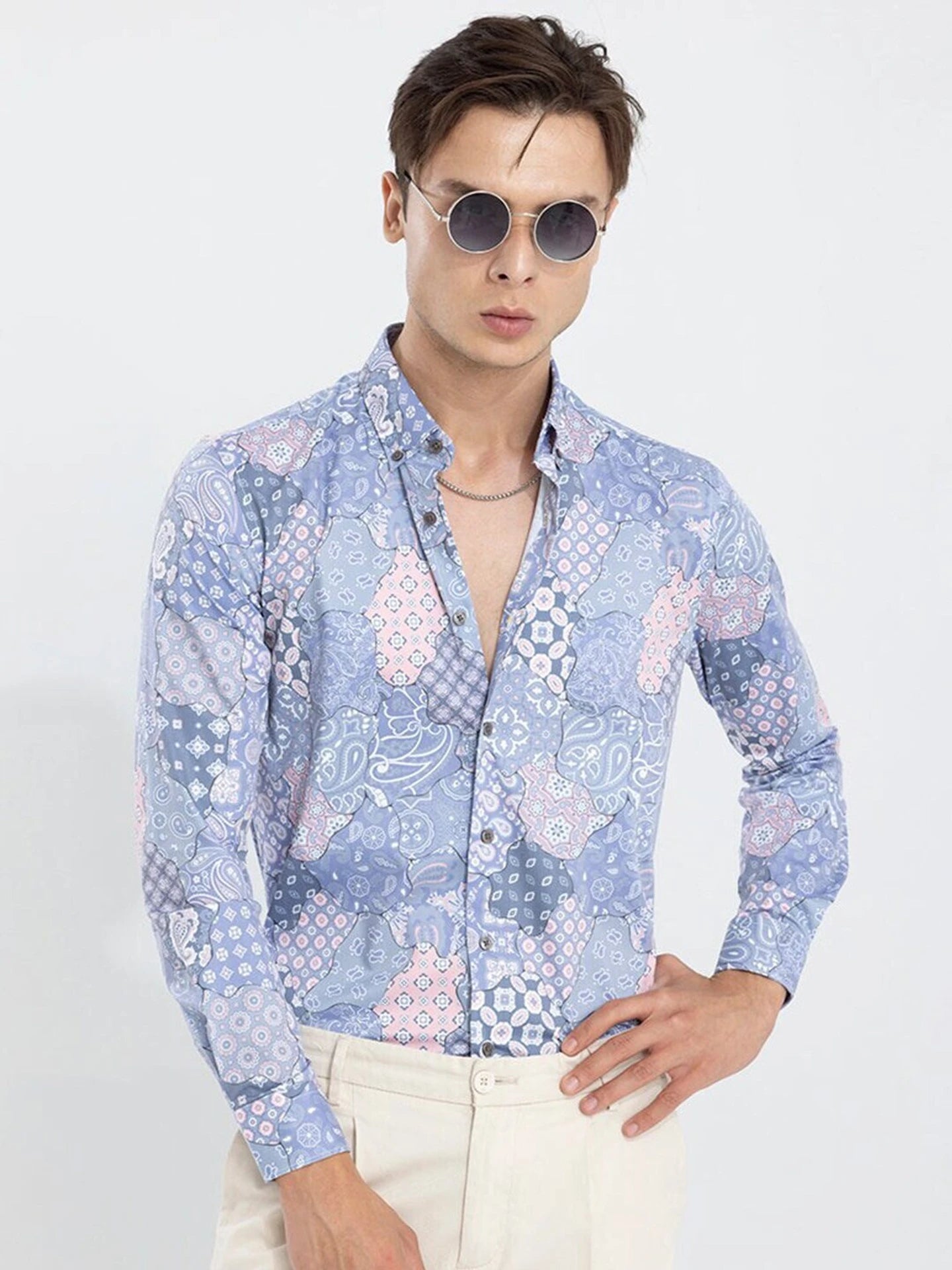 Snitch Slim Fit Printed Button Down Shirt for Men
