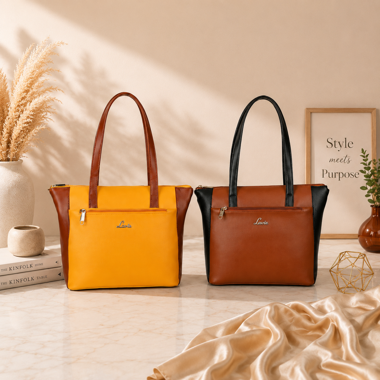 Lavie Hilite Mylo 3C Women's Ochre Tote Bag – A Perfect Blend of Style, Space & Everyday Elegance