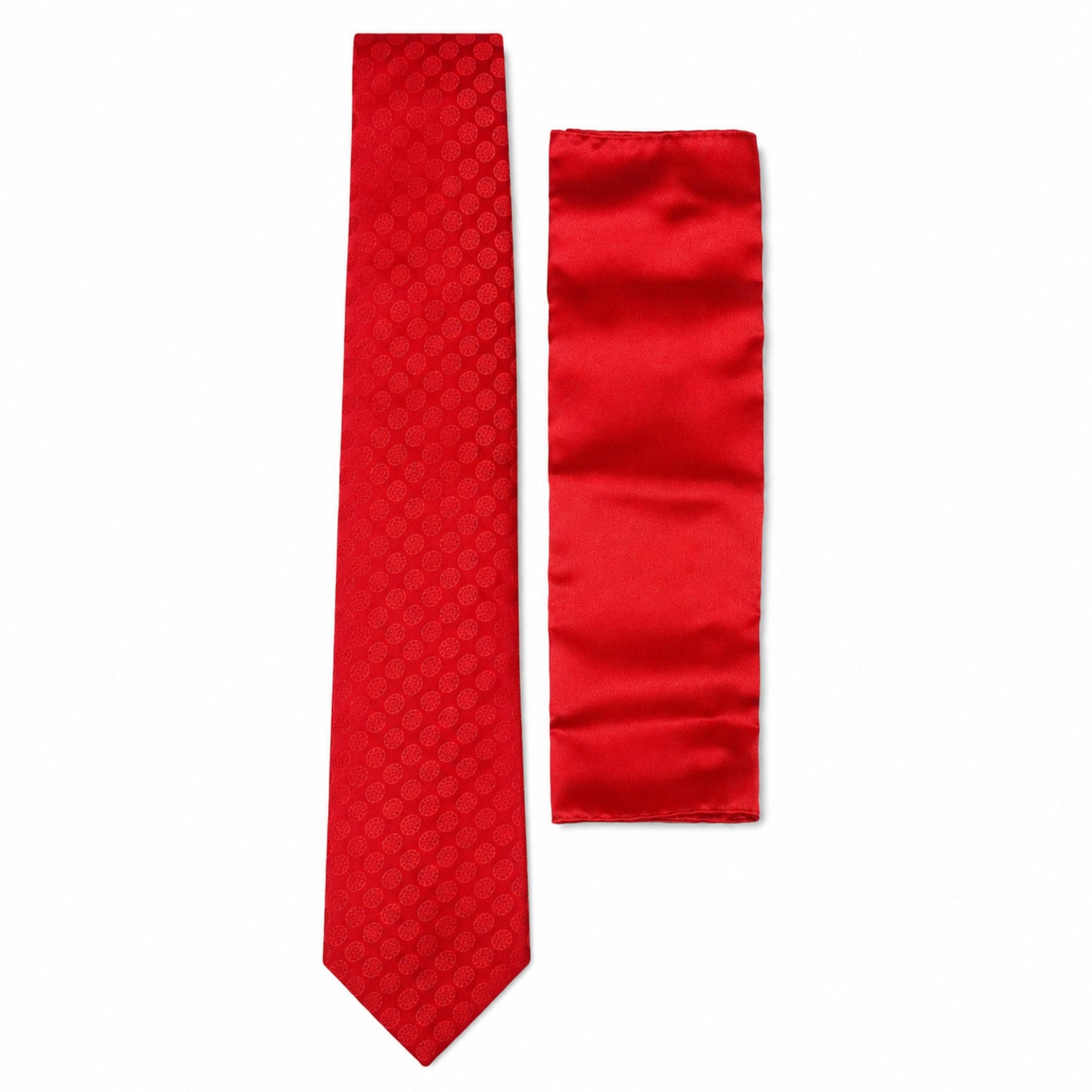 Premium Silk Tie, Pocket Square & Cufflinks Combo Set - Red