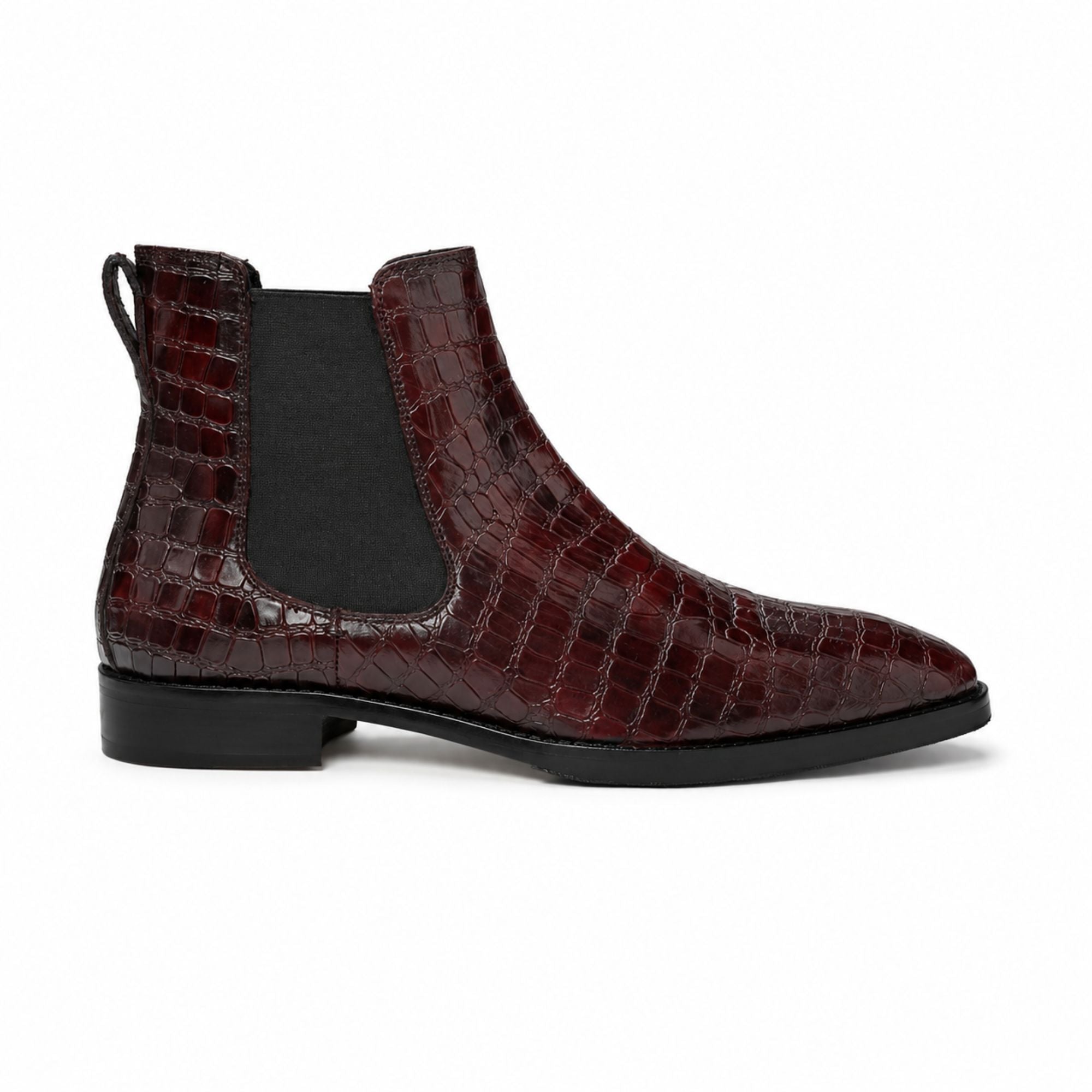 Brooks Brothers Croc Texture Chelsea Boots for Men’s - Burgundy