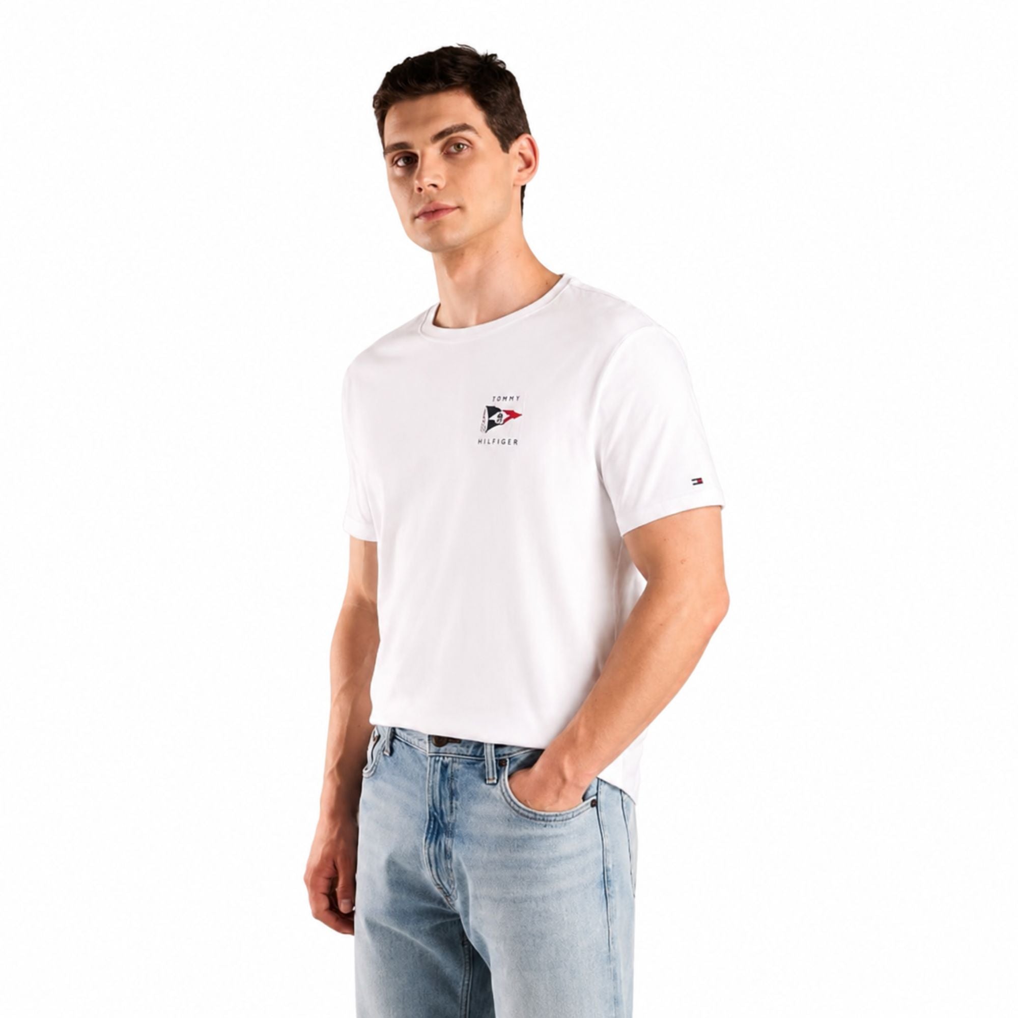 TOMMY HILFIGER Men Graphic Print Pure Cotton T-Shirt - White