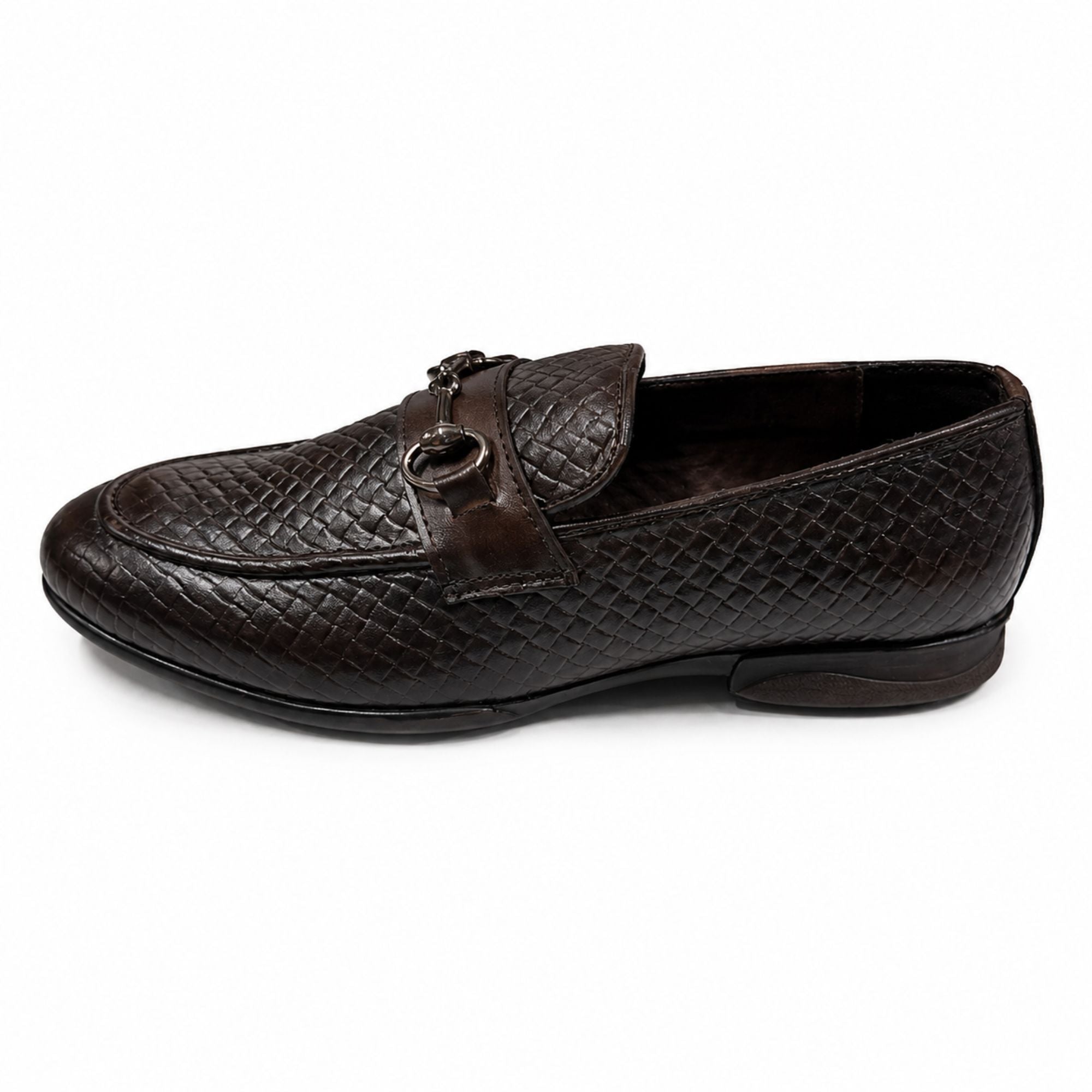 ROSSO BRUNELLO Woven Slip-On Formal Loafers for Men - Brown